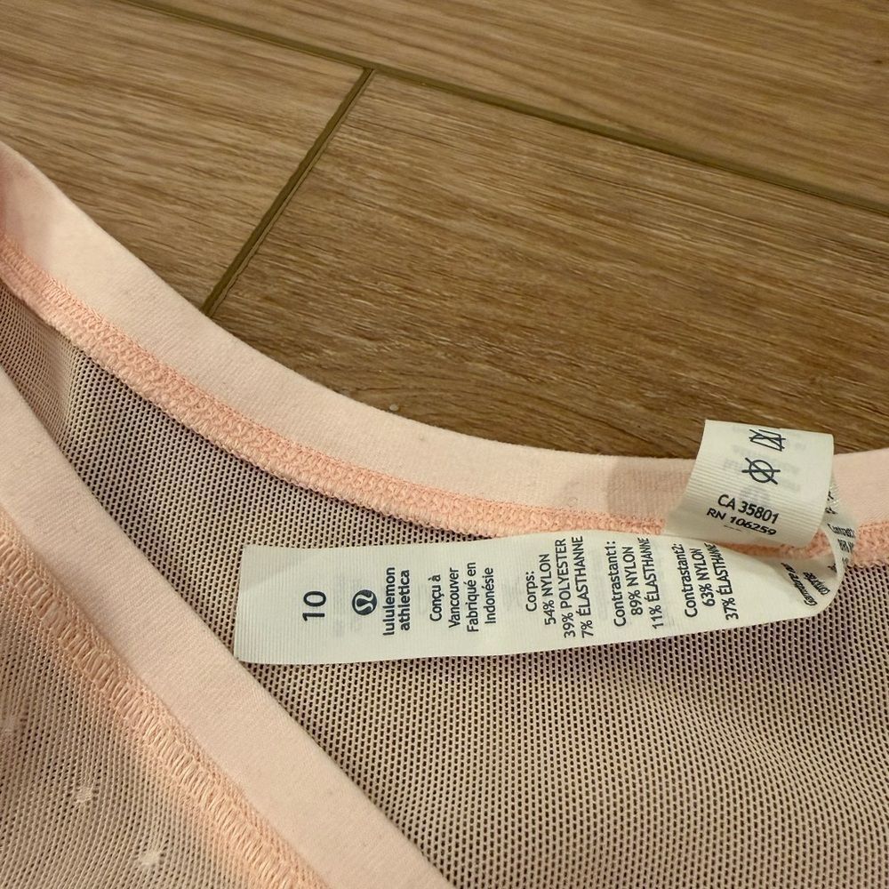 Lululemon Athletica Soft Pink Mesh Detail Long Sleeve Top - Picture 6 of 7
